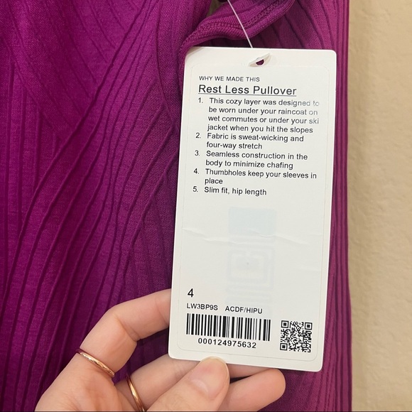 NWT Lululemon Rest Less Pullover Aerial Deep Fuschia Highlight Purple Sz 4 Gym - Picture 4 of 9